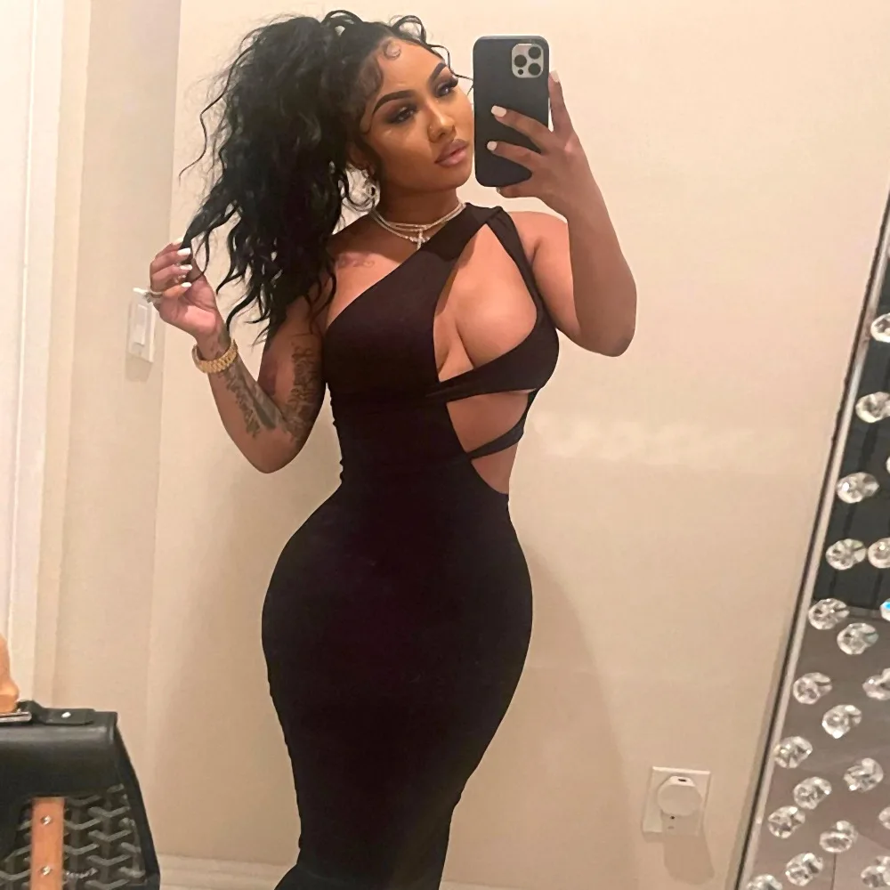 Dropshipping New Arrivals Cut Out Solid Bodycon One Shoulder Women Dresses Summer 2022 Women Clothing