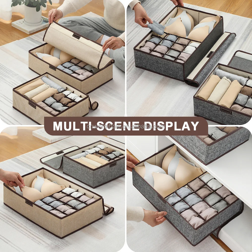 Divided Home Storage Boxes Tie Socks Bra Underwear Closet Fabric Basket Dress Drawer Organizer Clothes Organiser