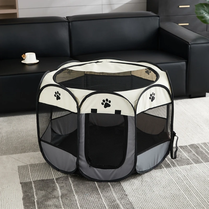 Foldable Fully Enclosed Fence Tent Octagonal Pet Cage for Cats and Dogs