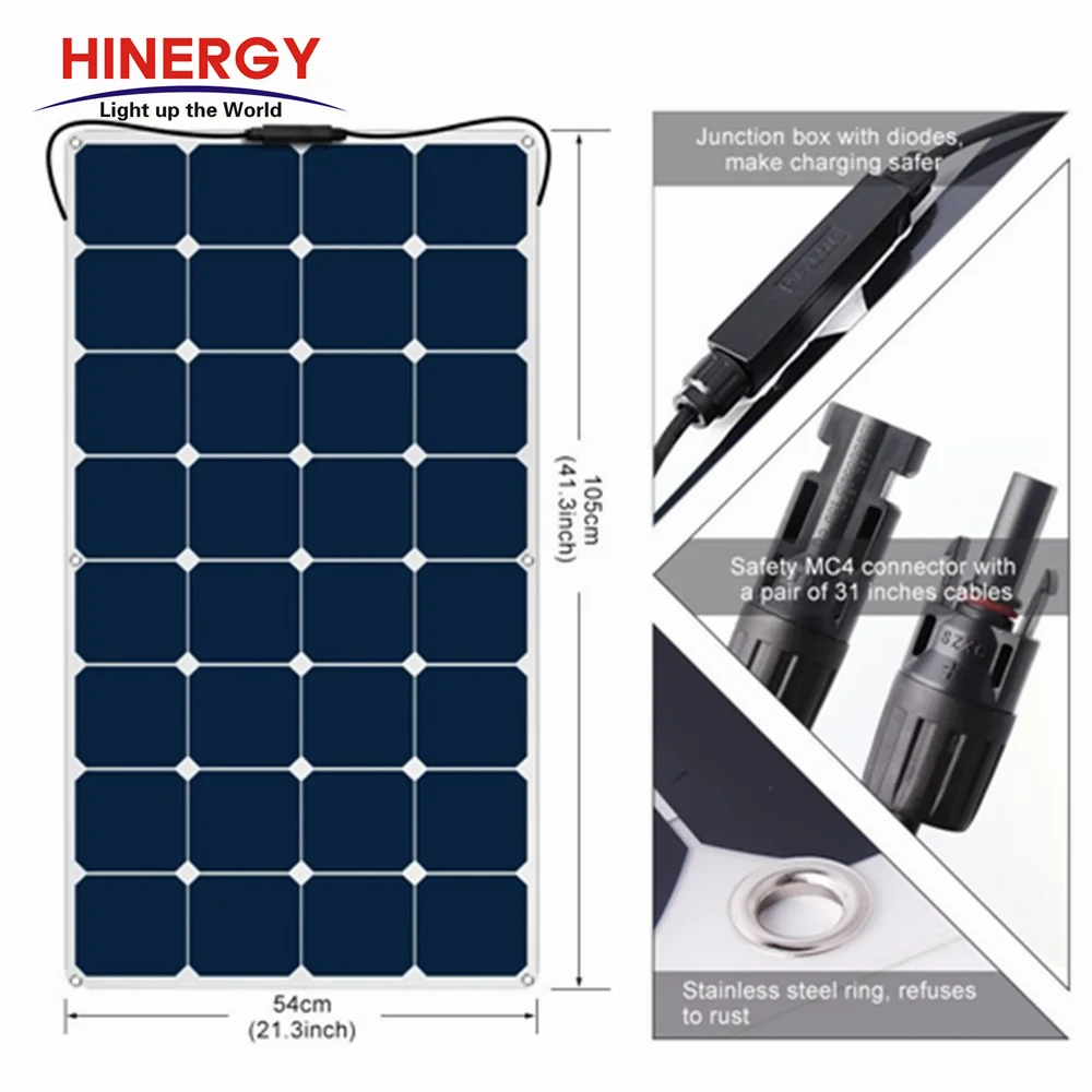  Полугибкая солнечная панель Hinergy ETFE цена для жилого автофургона морской автофургон энергетическая