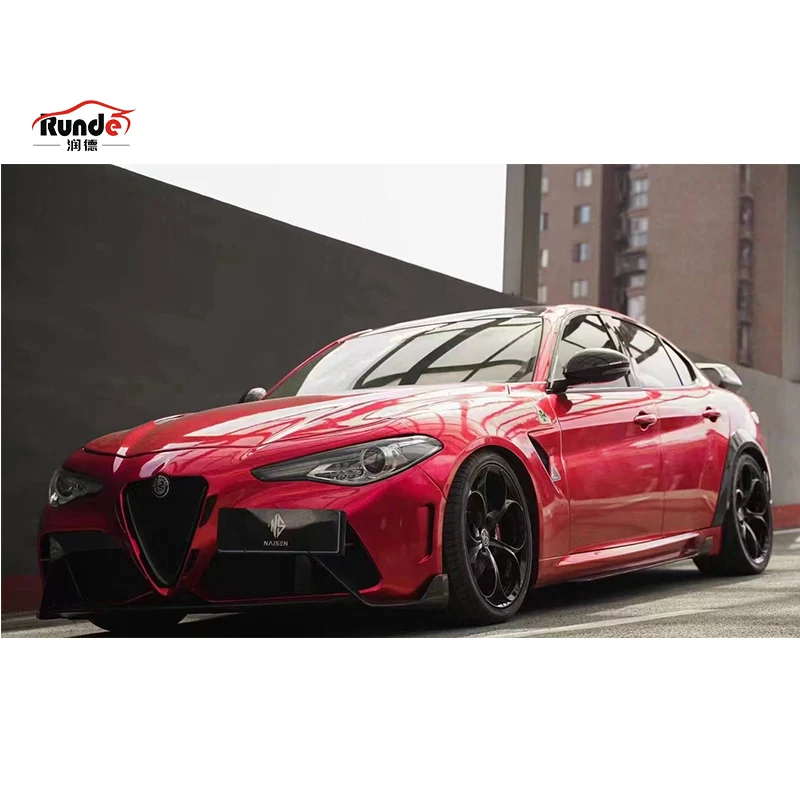 Runde Half Carbon Fiber Material For Alfa Romeo Giulia Upgrade GTAM Style Body Kit Front Bumper Assembly Fender Rear Diffuser
