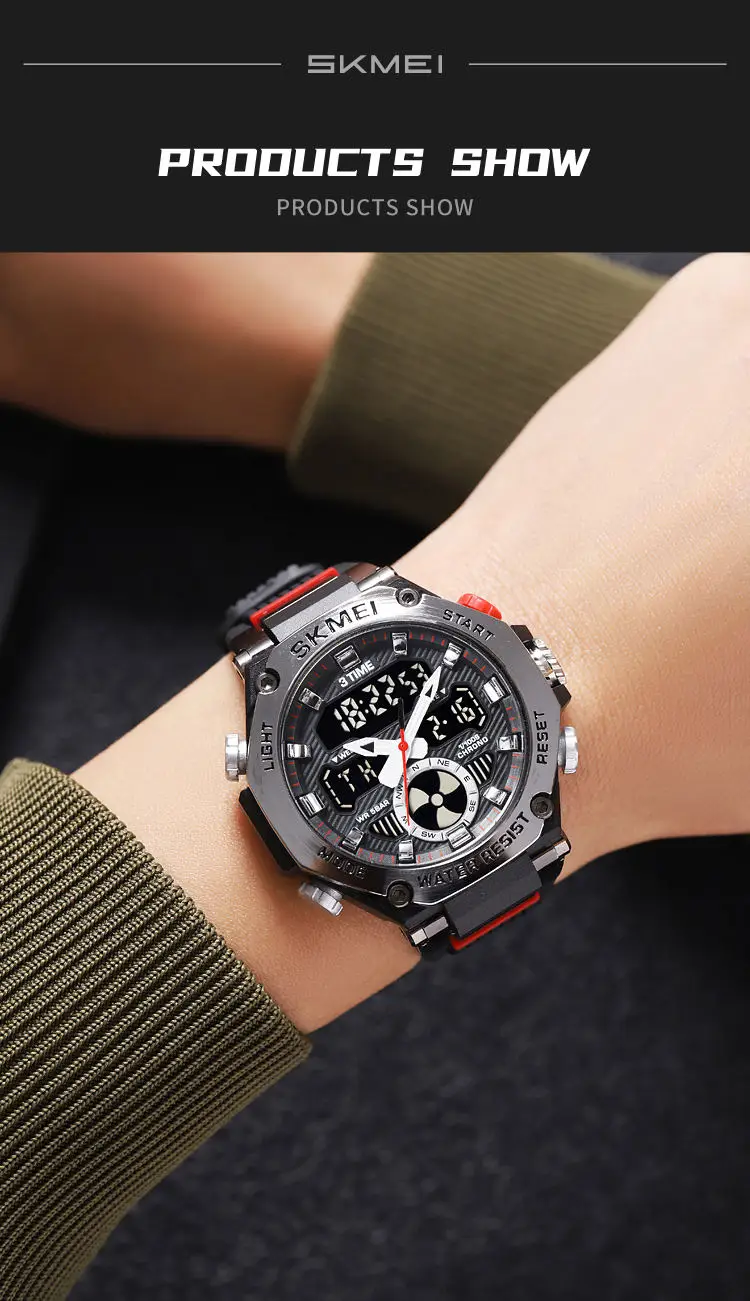 Skmei 2223 custom face  gents quartz watch stylish Silicone band double display Chronograph character business wrist watch