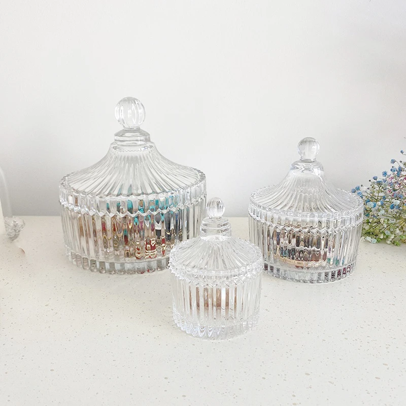 Luxury Transparent Empty Glass Crystal Candle Jar With Lid For Making Candle Holders Diamond Shape Containers Geo Cut Vessels