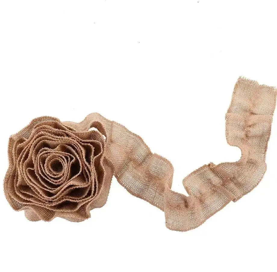 Rustic Burlap Ribbon For Christmas Tree Garland Decor Burlap Jute Ribbon Garland For Christmas Crafts Decoration