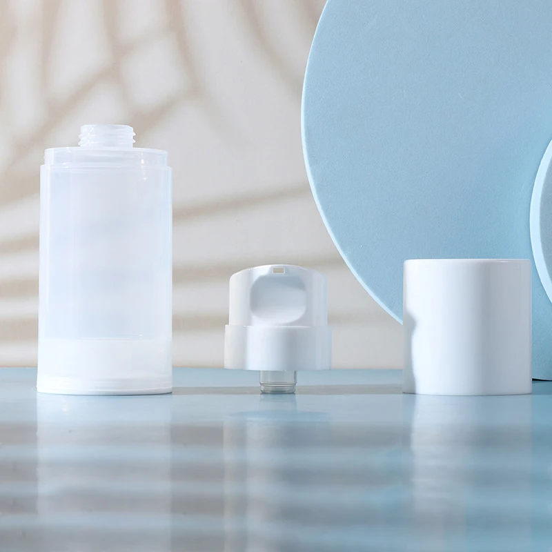 wholesale customization 150ml 200ml 250ml pp plastic white round shape airless pump bottle for cream lotion serum sprayer