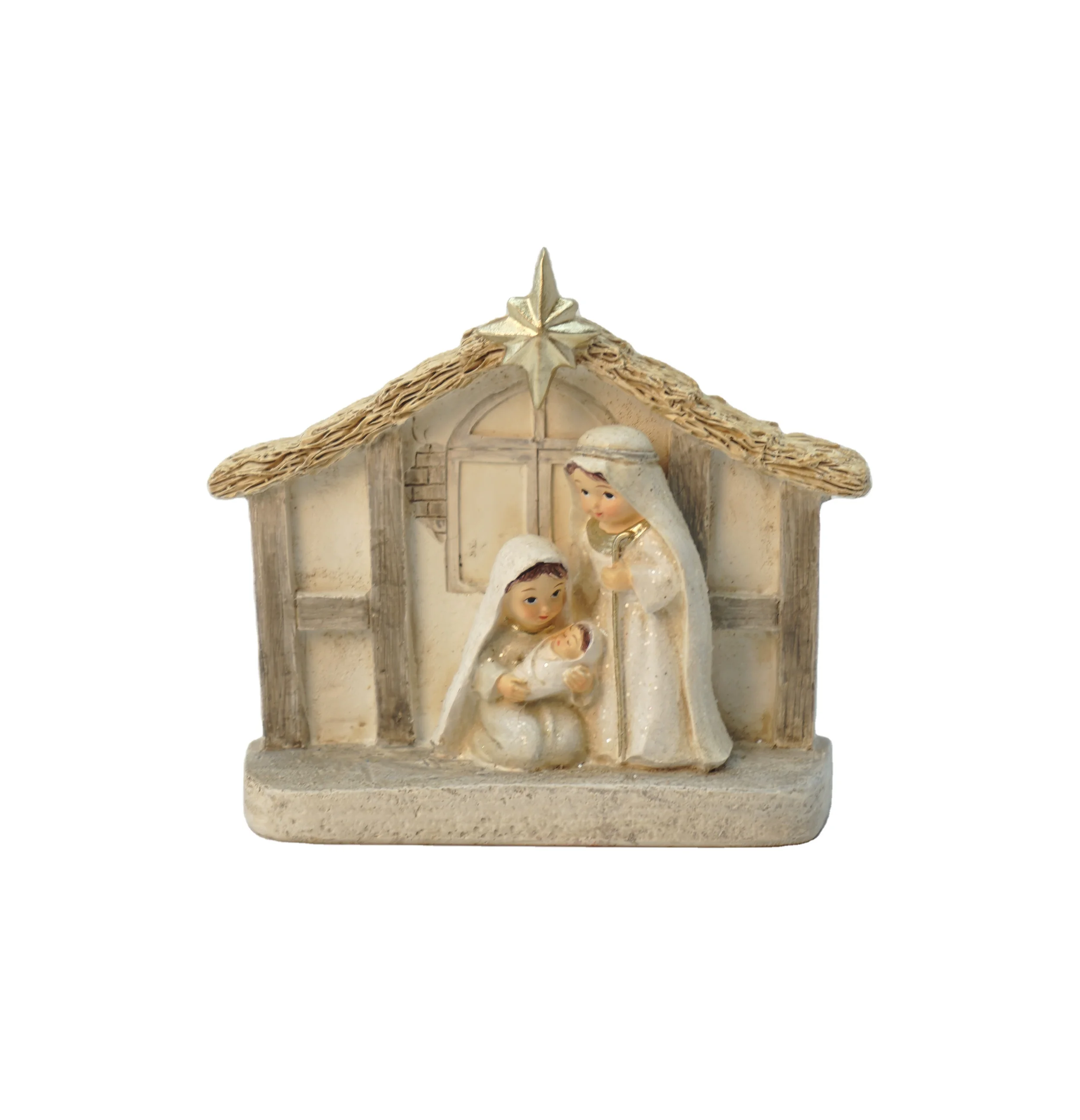 Top Grace White Christ Birth of Jesus Statue Set Resin Christmas Nativity Scene Figurine Holy Family Figurines Religious