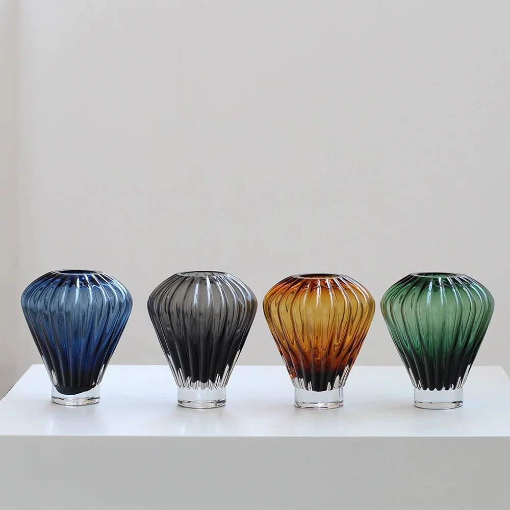 Bixuan Handblown Solid Color Glass Flower Arrangement Vase Unique Colorful Hot Balloon Shape Table Decor Centerpiece Vases