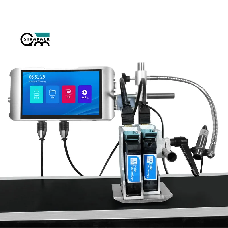QMSTRAPACK 7 Inch Intelligent Online Thermal Touch Screen Inkjet Printer New Design Double Nozzle Easy Operate Retail Fast Dry