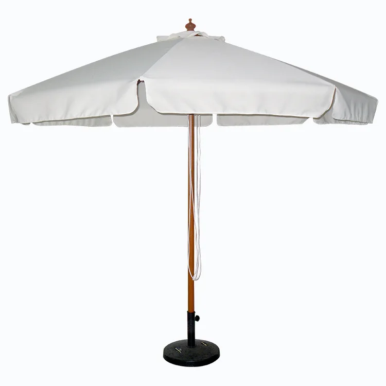 Straight Restaurant Hotel Using Advertising Umbrella with Company Logo Coffee Shop Beach Umbrella Manual Outdoor Wooden Umbrella