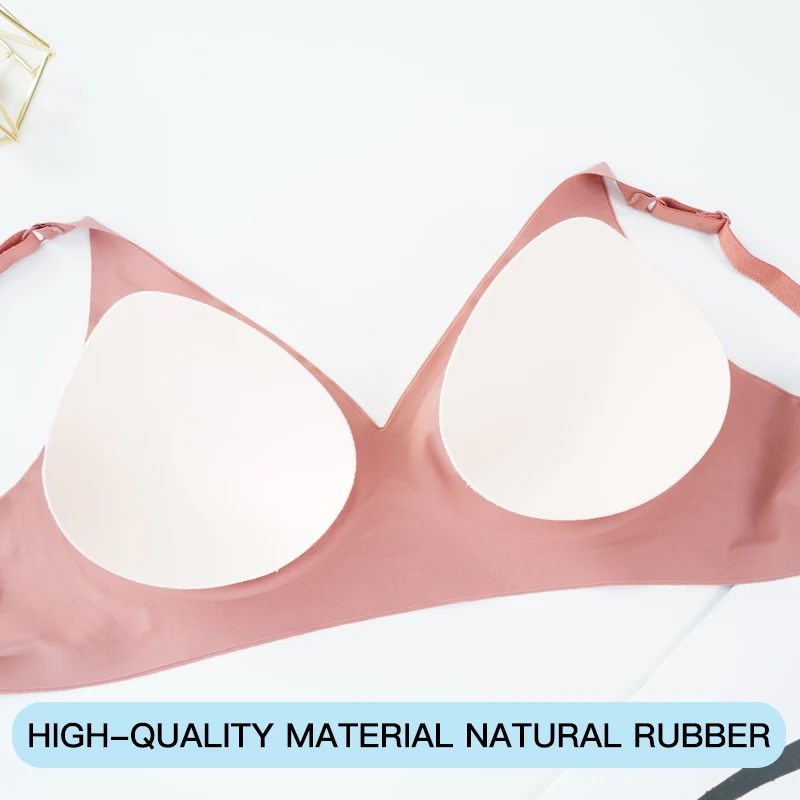 Adjustable strap V-neck Wireless Push Up Latex Underwear Women Sleeping Bras Seamless Bra Wireless Soft Breathable Bra