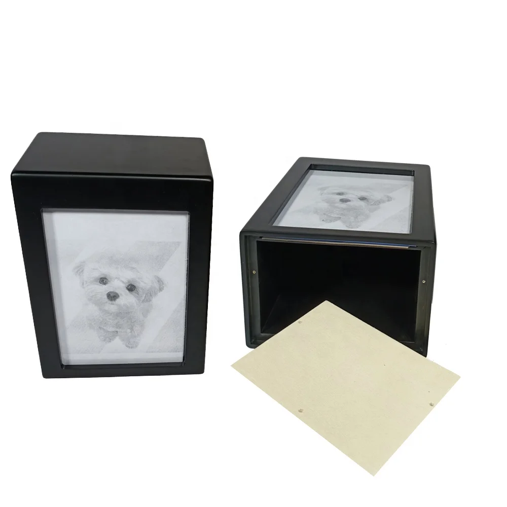 Paulownia Wood Photo Frame Design Custom Laser Logo Rectangle Cremation Pet Urn