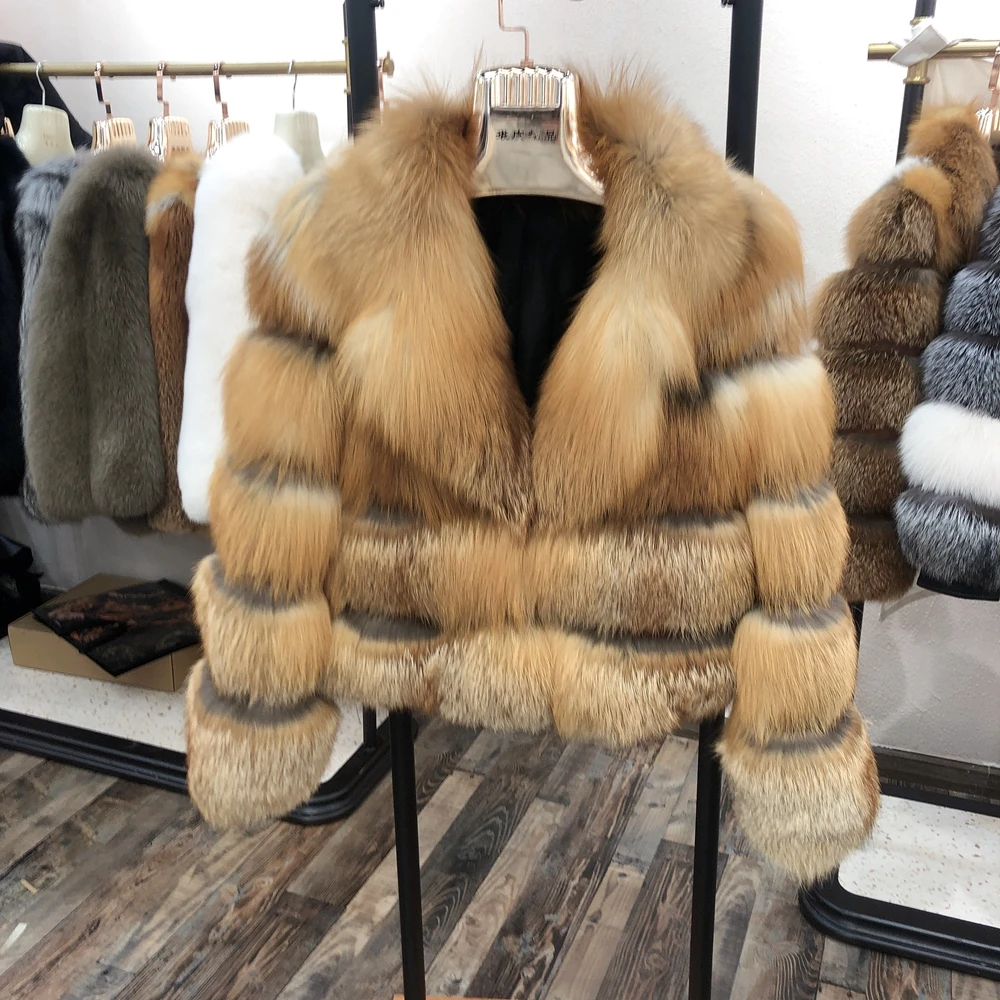New Trend Suit lapel Custom Style Long Sleeves Fur full pelt For Women Best Quality Real Fluffy Fox Fur