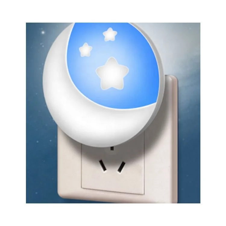 Shingel Hot Selling Cute Star And Moon Plug In Bedside Lamp Energy-Saving Night Light