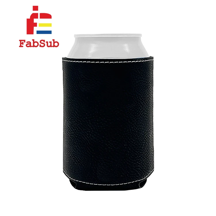 leather can cooler blank colorful printing laser leatherette beverage holder for custom design