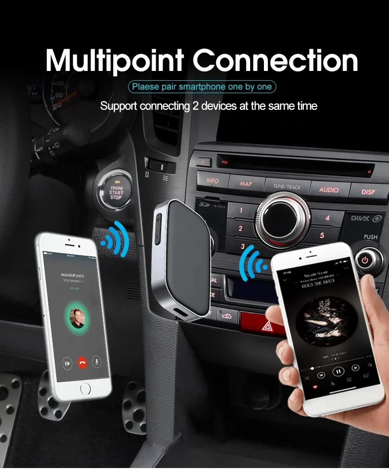
AGETUNR J22 Stream music AUX port player with mic hands-free call 2 link Universal 3.5mm Adapter bluetooth 5.0 audio receiver 