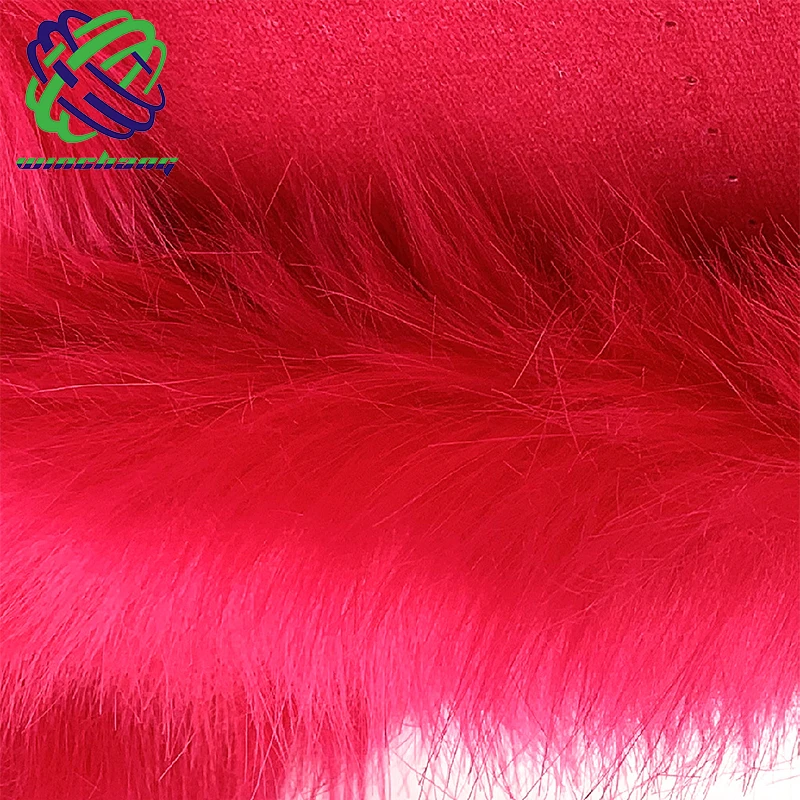 Luxury Style Fabric Red Long Pile Faux Fur High pile Faux  Fur  For Garment Home Textile