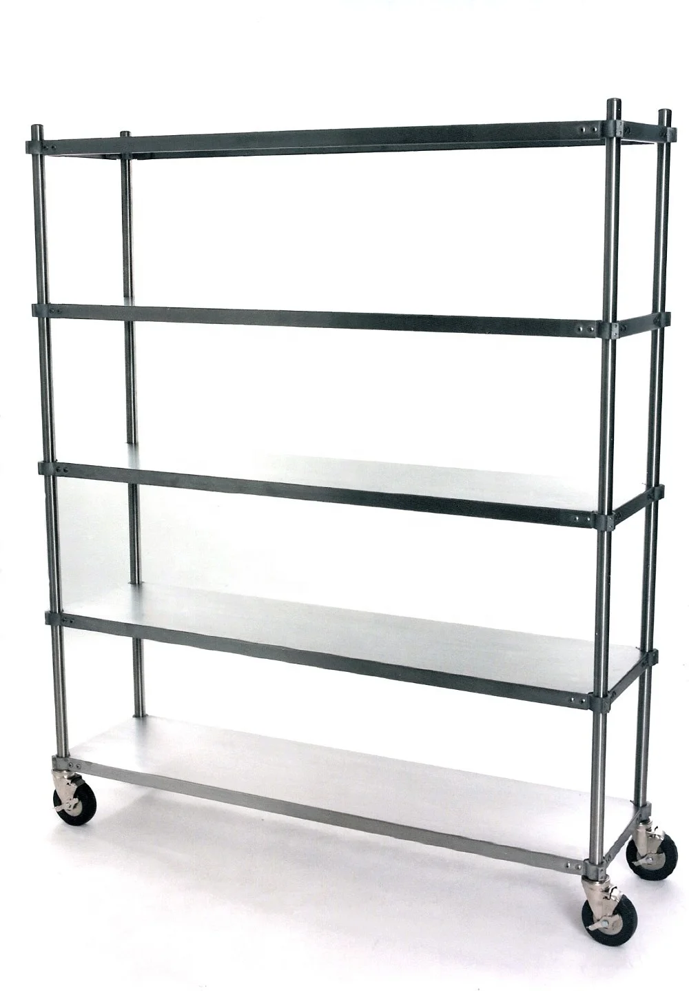 OEM NSF Approval 3 4 5 Tier Commercial Kitchen Storage Flat Rack Anti-bacterial Epoxy wire shelf shelving with casters