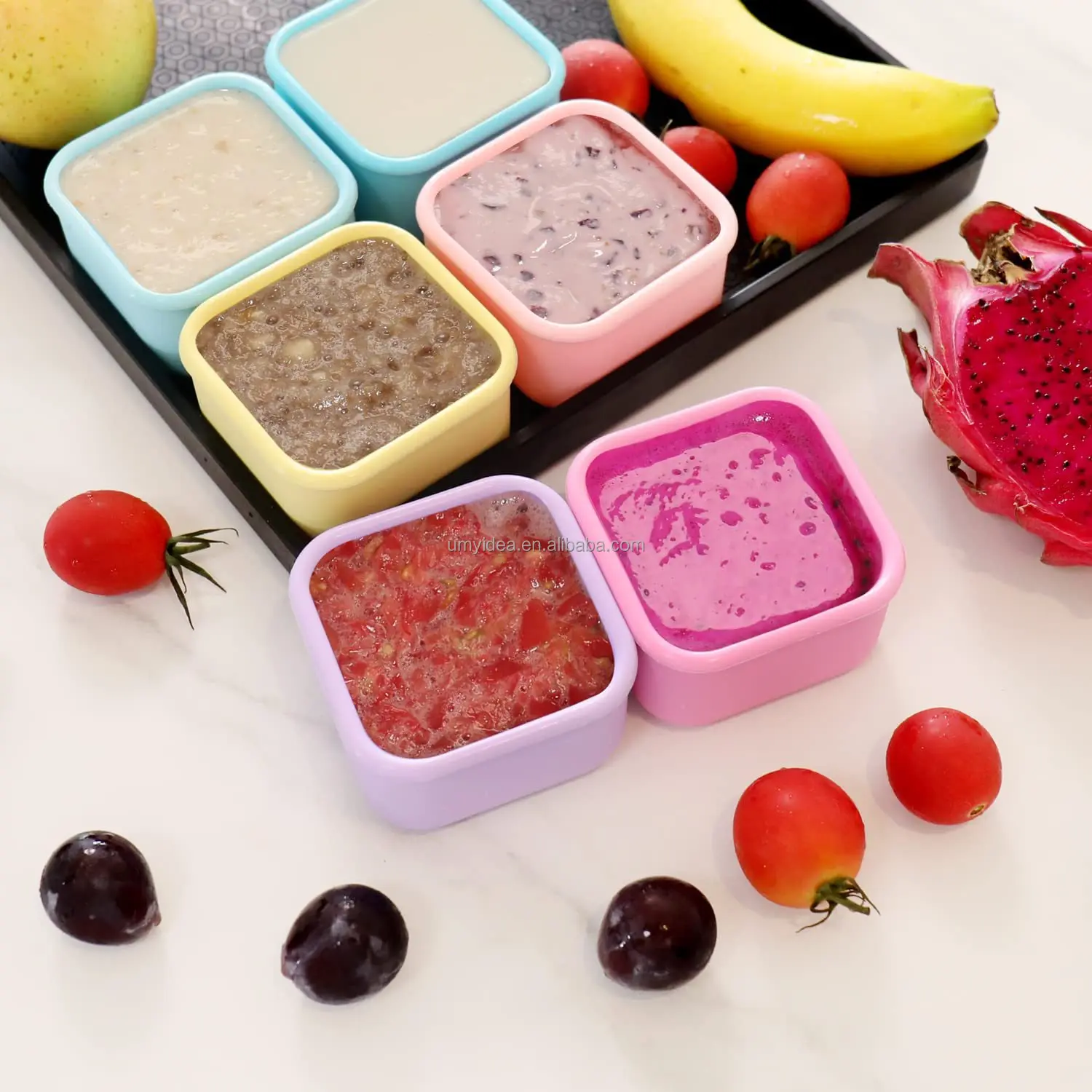 2023 Soup Storage Ice Tray Freezer Silicone Soup Tray Cubes Large Silicone Soup Freezing Cube Tray with Lid