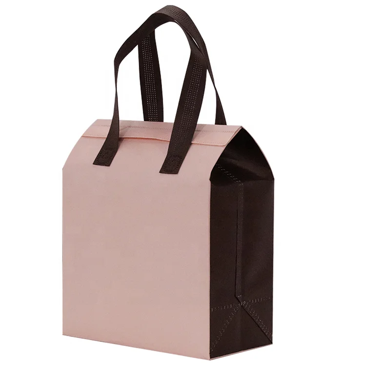 Ultrasonic Nonwoven Grocery Bag Coffee Tea Store Thermal Cooler Tote for Cans