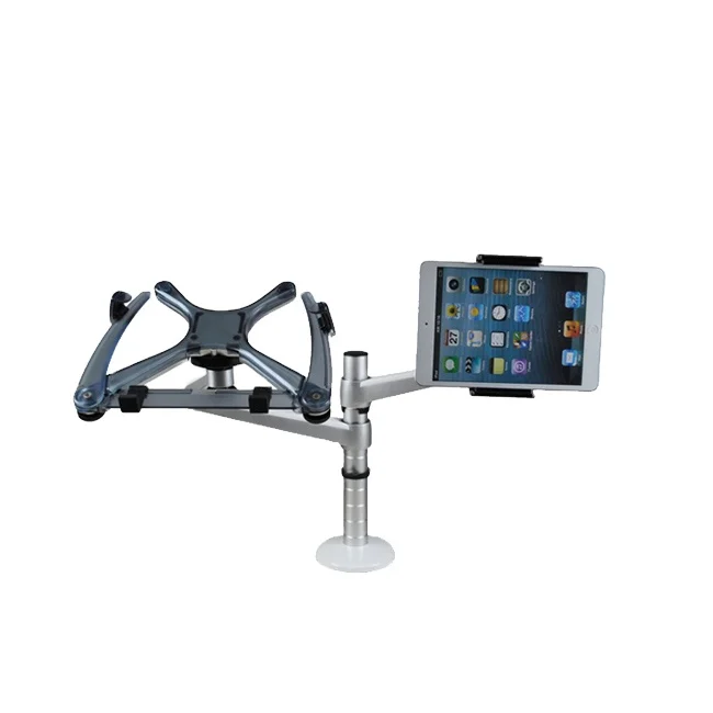 Free standing adjustable support dual laptop monitor arms mount and stands