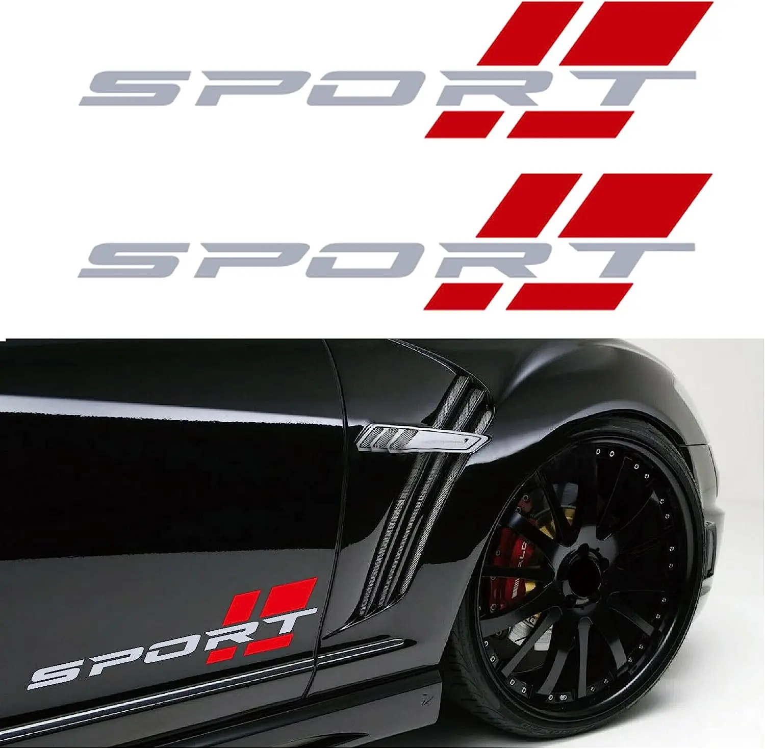 2Pcs Vinyl Sport Racing Letter Decal Decorative Stickers Emblem Car Styling Adhesive Tape Accessories For Car