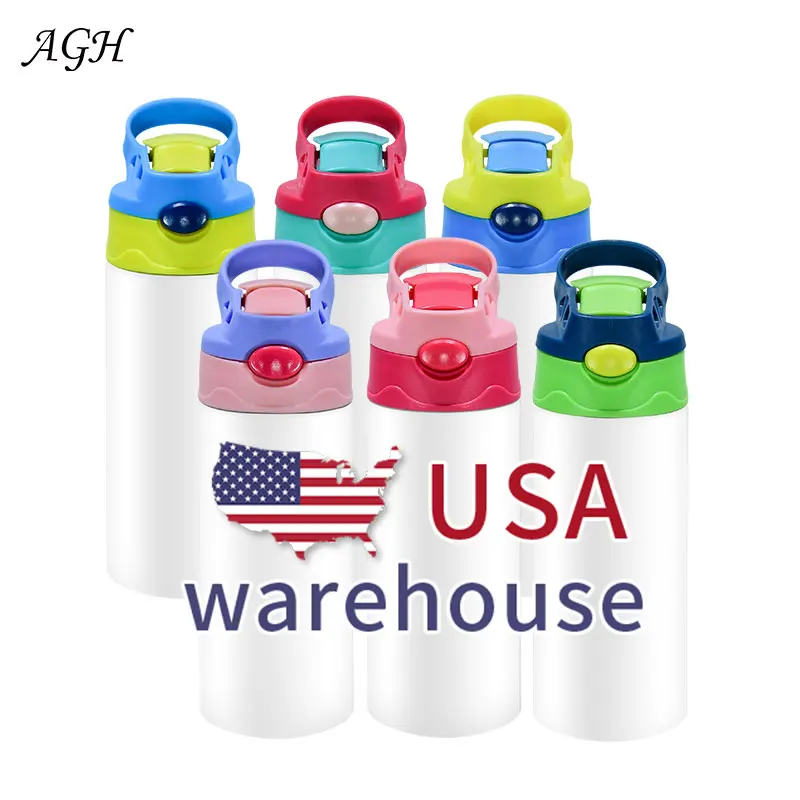 USA Warehouses 12oz Stainless Steel Straight White Kids Sublimation Blanks Tumbler Water Bottle