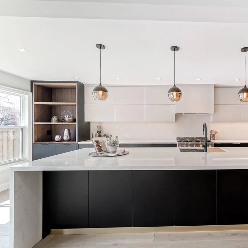 High end customized kitchen cabinet modern design island smart wood kitchen cabinets