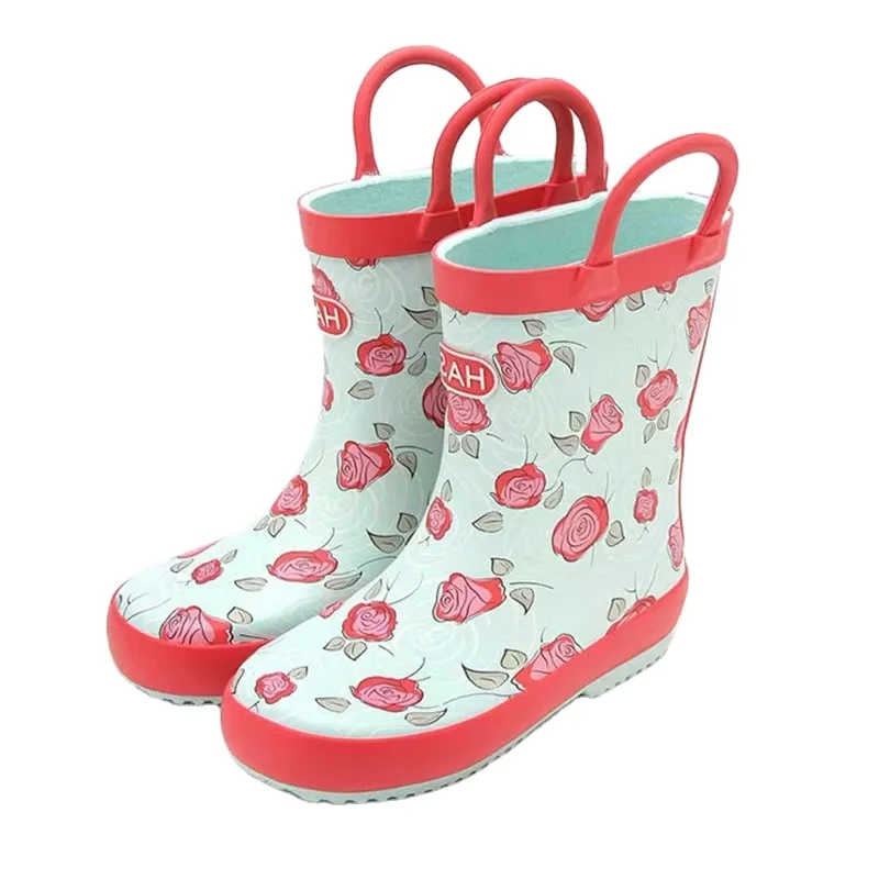New style custom pattern design rubber kids rain boots waterproof gumboots