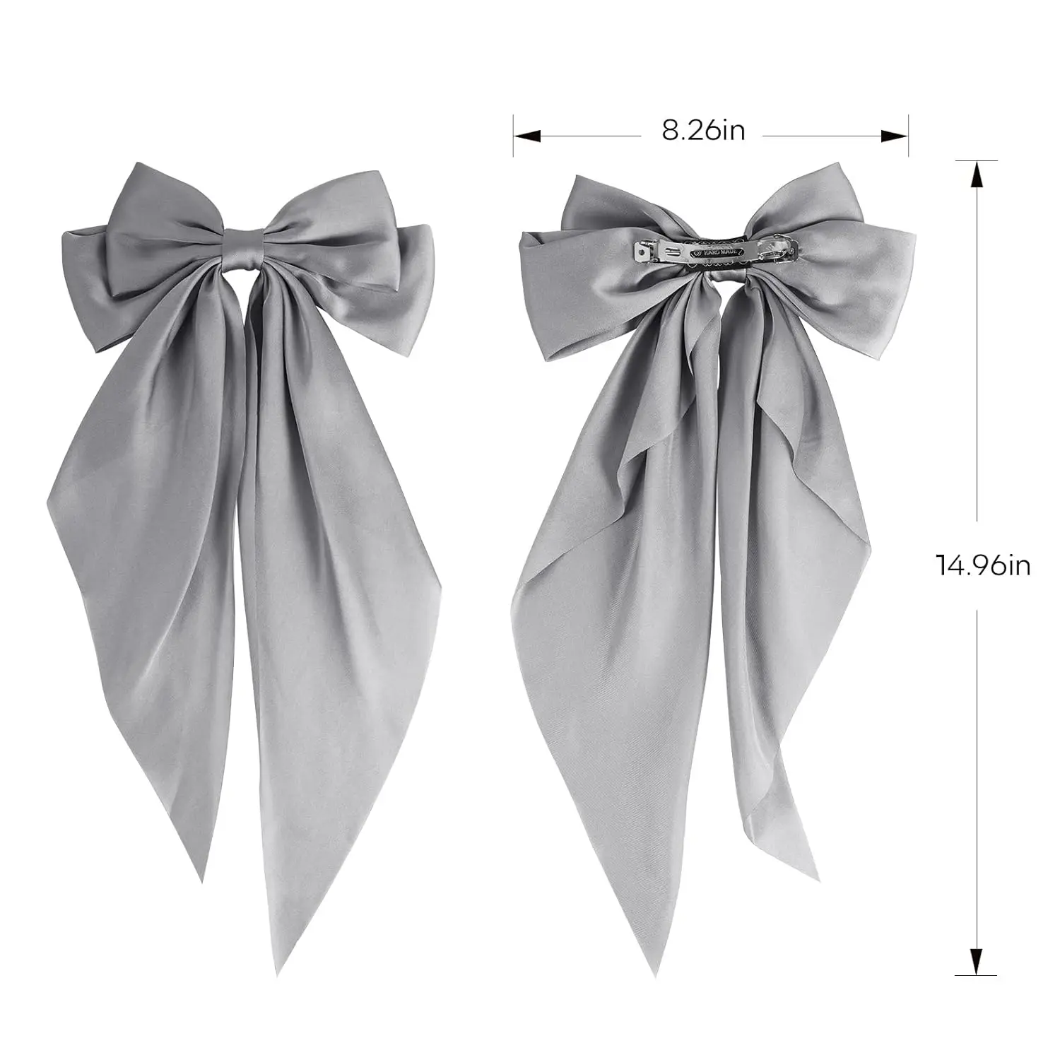 Big Bow Hair Clips Solid Color Bowknot Hairpin French Barrette with Long Silky Satin for Adult Teens Women Hair Accessories