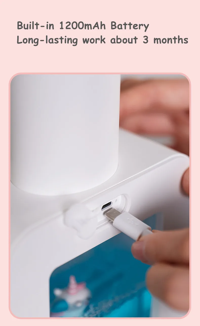 Creative Dual Use Vertical/Wall-mounted Cartoon Automatic Soap Dispenser with Time Reminder for Kids