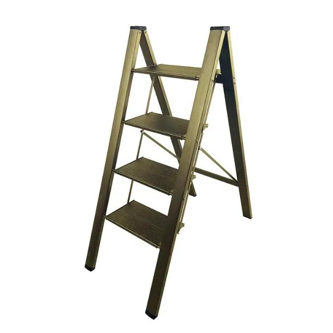 European Standard 4 Step Golden Aluminum Flower Stand and Garden Ladder for Art