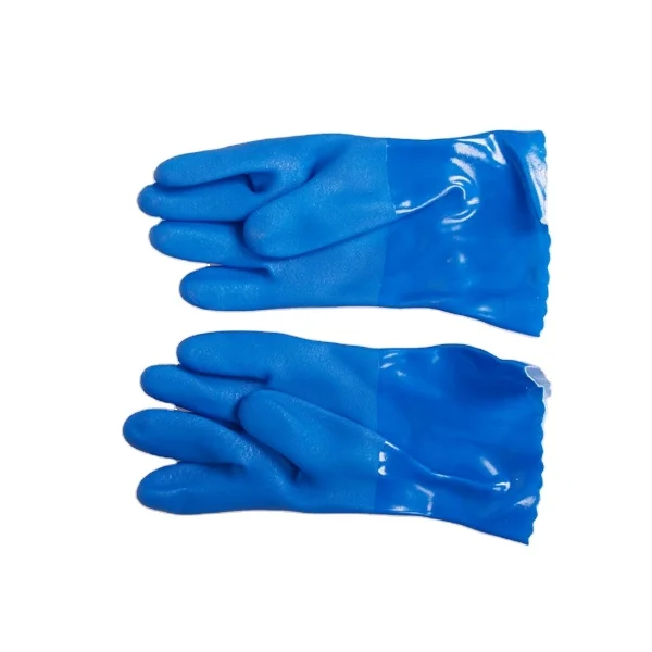 
Slip Resistant 100% Cotton Lined PVC Oil Working Gloves 