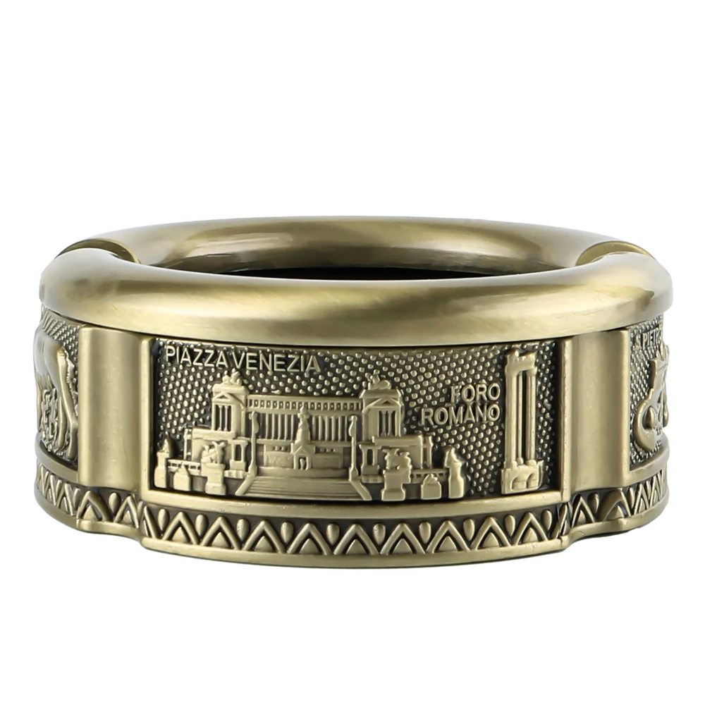 Custom Bronze Round Metal Ashtray Italy Roma Tourist Souvenir Ashtray