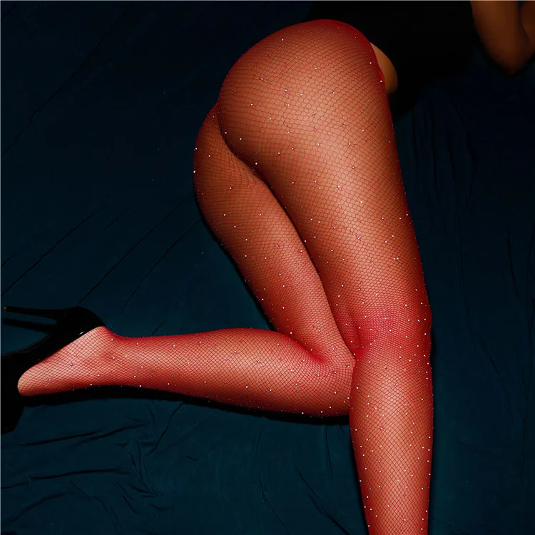 Top Sale Fishnet Tight Women Stockings Mesh Pantyhose Fishnet With Rhinestone seamless pantyhose