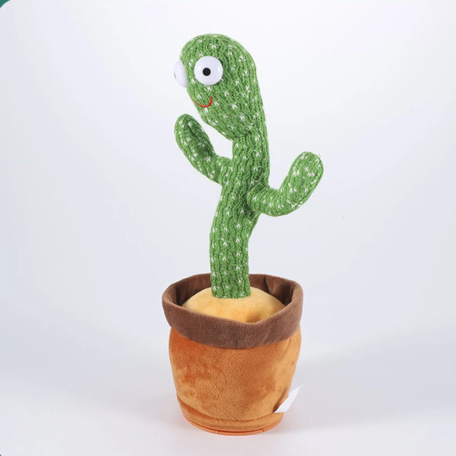 Baby songs arabic usb charging emoin singing dancing and shaking cactus twisting plush toy