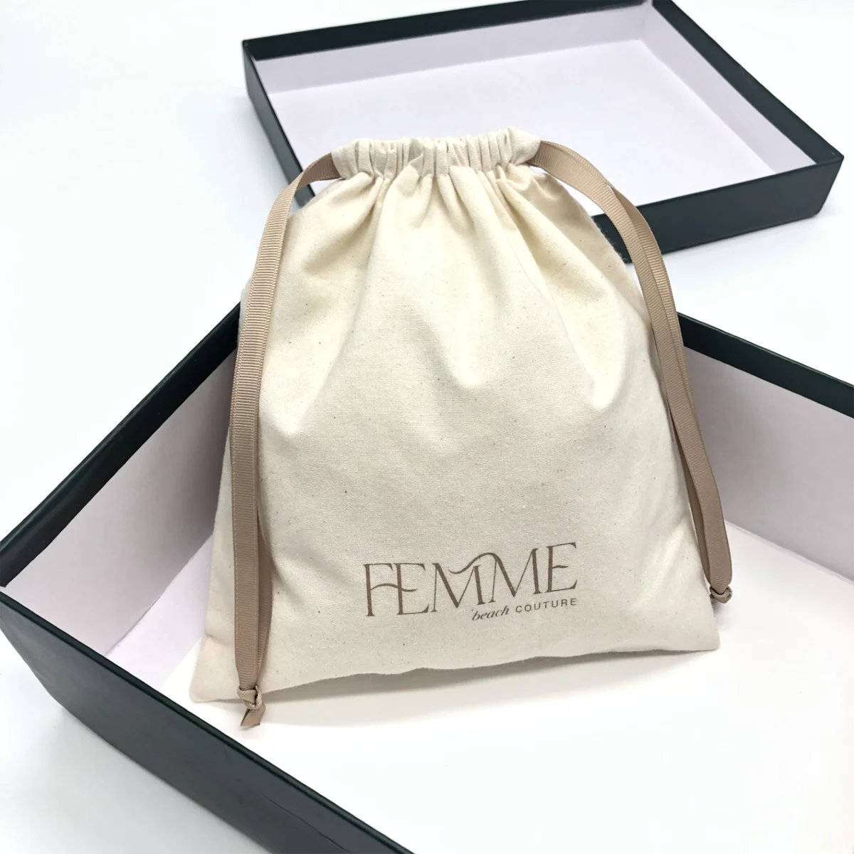Natural Cotton Drawstring Dust Bag With Waterproof Cloth Swimsuit Underwear Clothes Shoe Packaging Cotton Dust Pouch