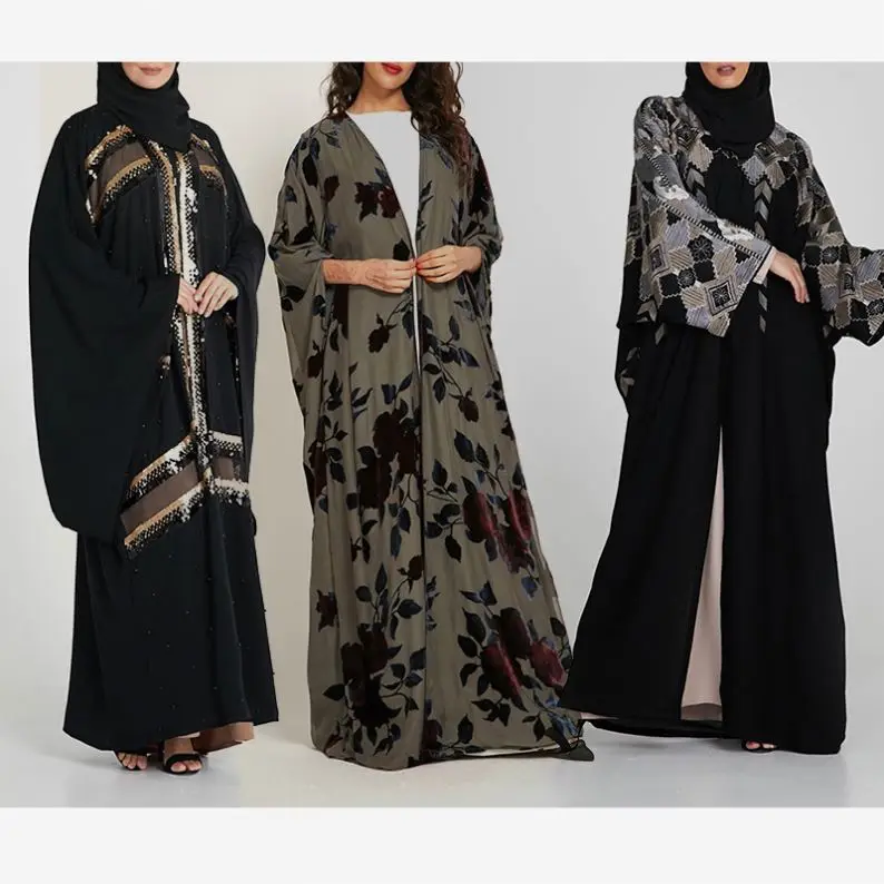 2019 Newest Fashion Embroidered Islamic Jubah Gaun Western Style Turchia For Girls Abaya