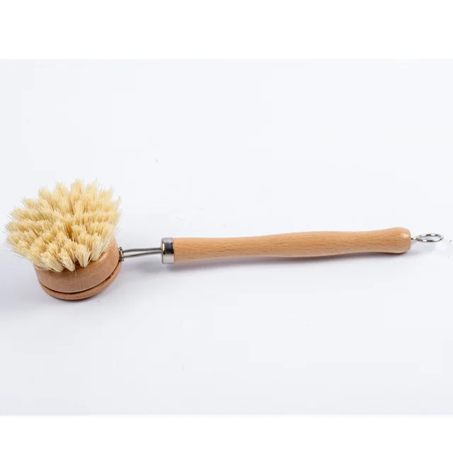 Manufacture Beech Wood Handle Natural Tampico Wood Dish Brush