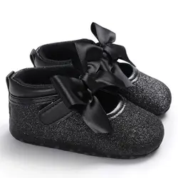 Bling Toddler Princess Gold Glitter Girl Baby Dress Shoes with Bow