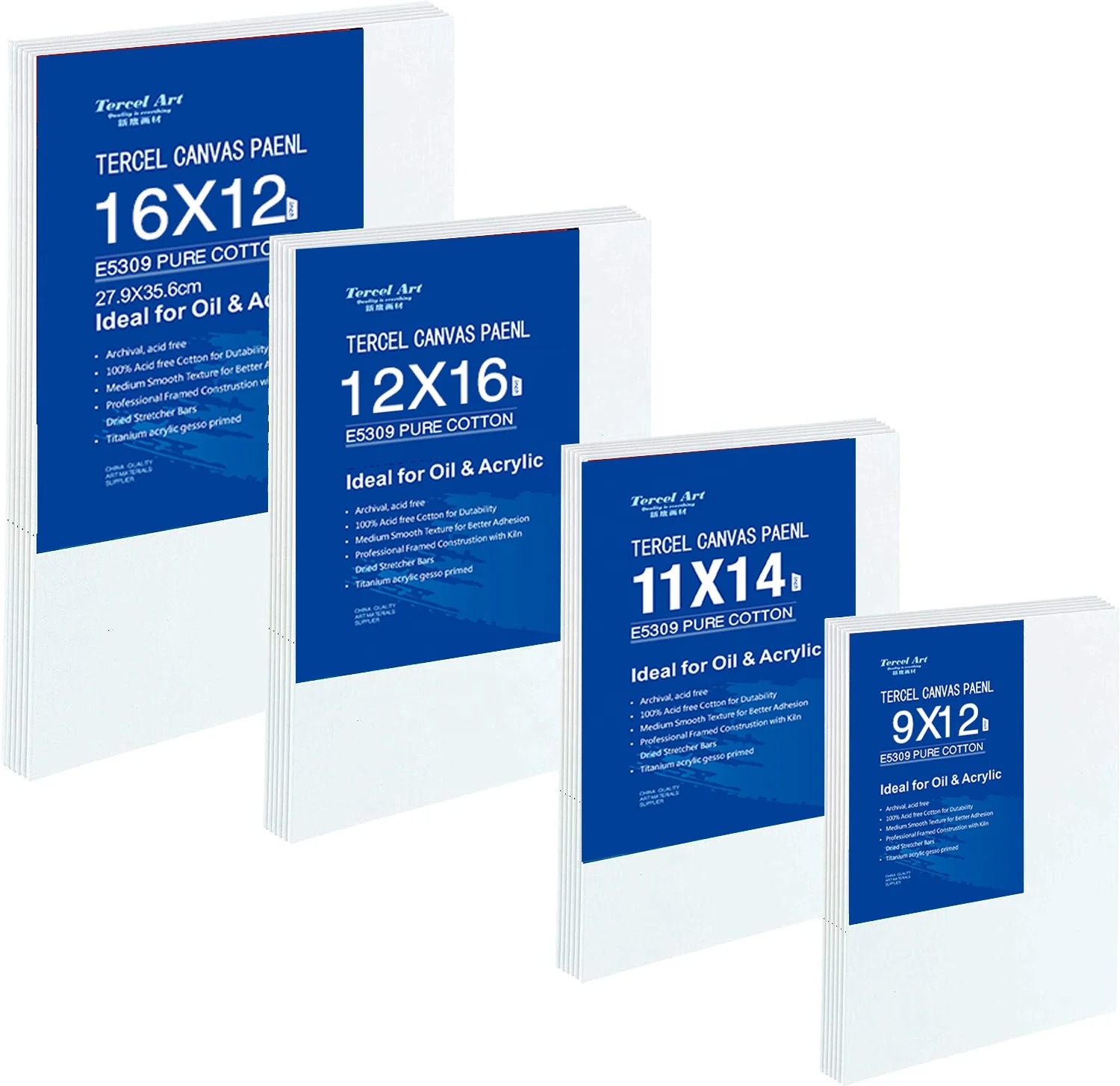 Professional art supplies multi pack 11 x 14 inch wood blank canvas panels