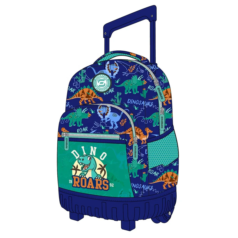 New Fashion Trends Lightweight Primary School Students Backpack 3 Pcs School Trolley Bag Dinosaur School Bags