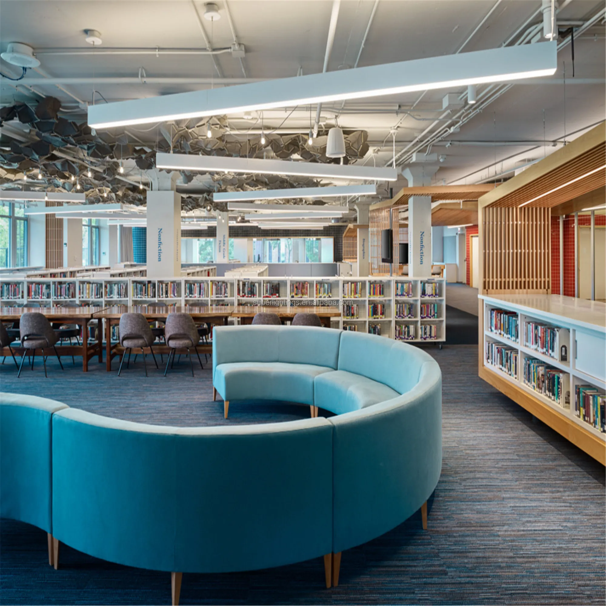 emergency led linear lighting fixture RGBW 0-10V dimmable 4 feet decorative pendant lamp for shopping malls office school