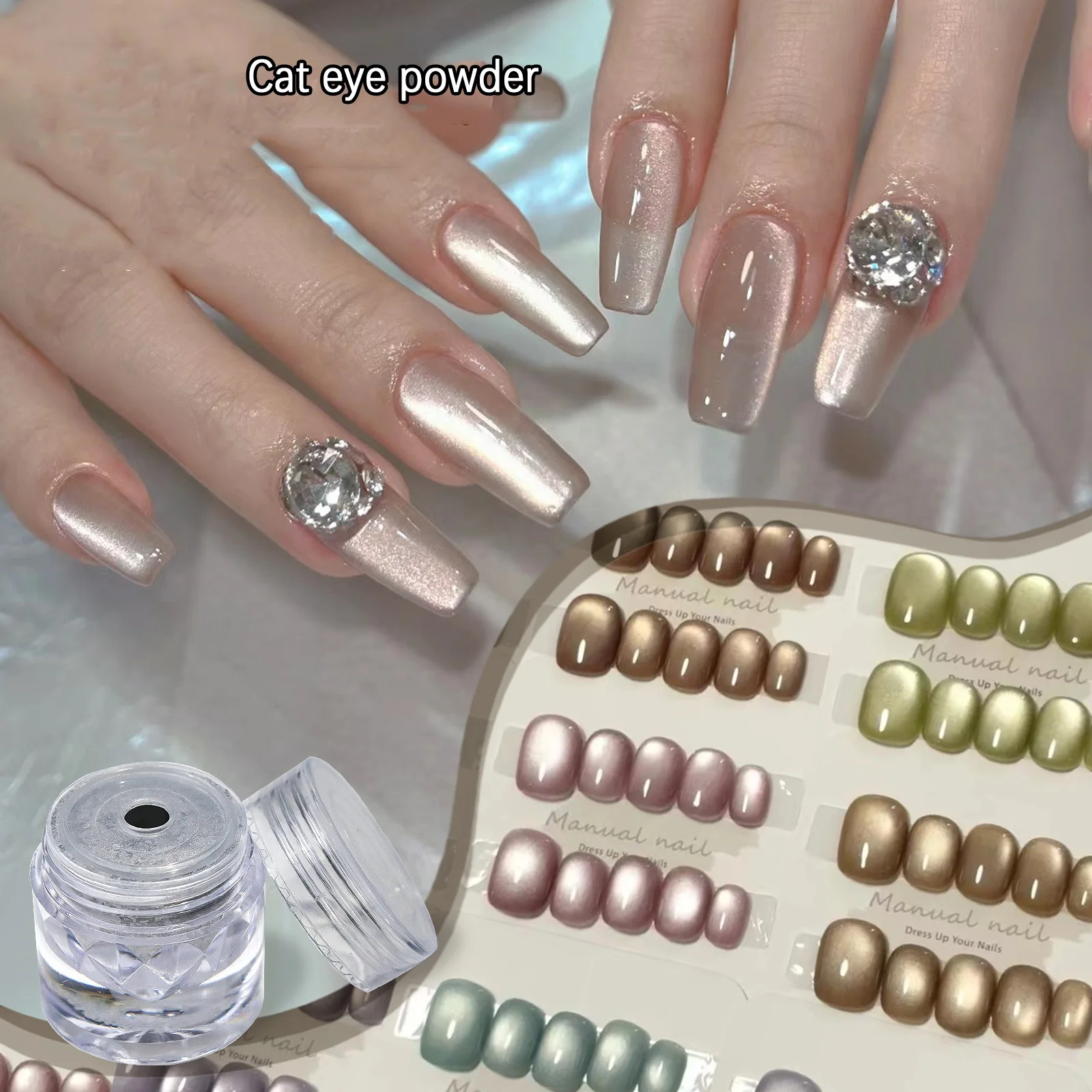 Good Porcelain White Cat Eye Mirror Powder Long Lasting Nail Art Wholesale Acrylic Glitter Chameleon Pigment Holographic Powder