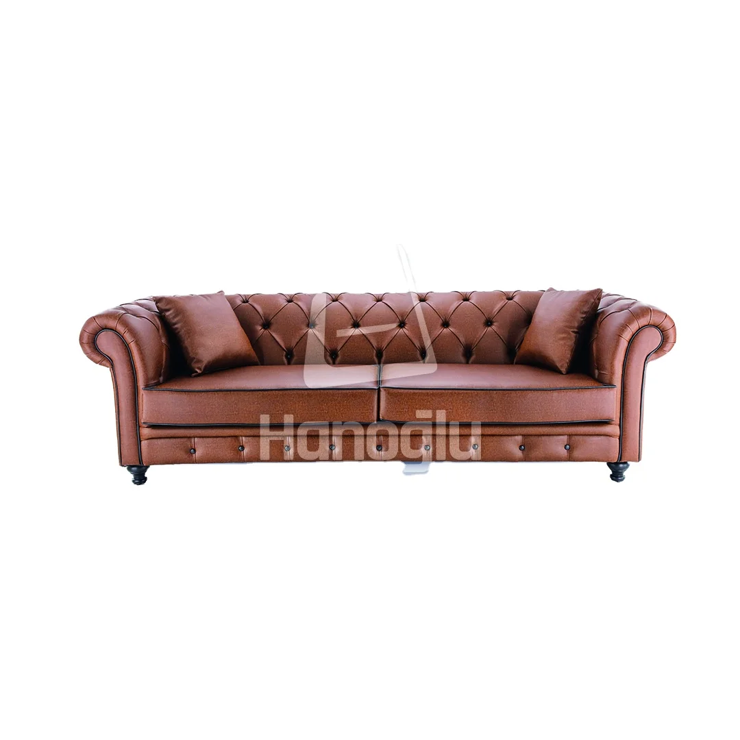 Leather chesterfield sectional sofa waiting sofa for beauty salon