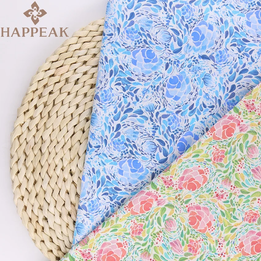 HAPPEAK Vogue Design 100% Cotton Lawn Fabric Liberty Tana Lawn Digital Printing Cotton Poplin Fabric For Lady Dress