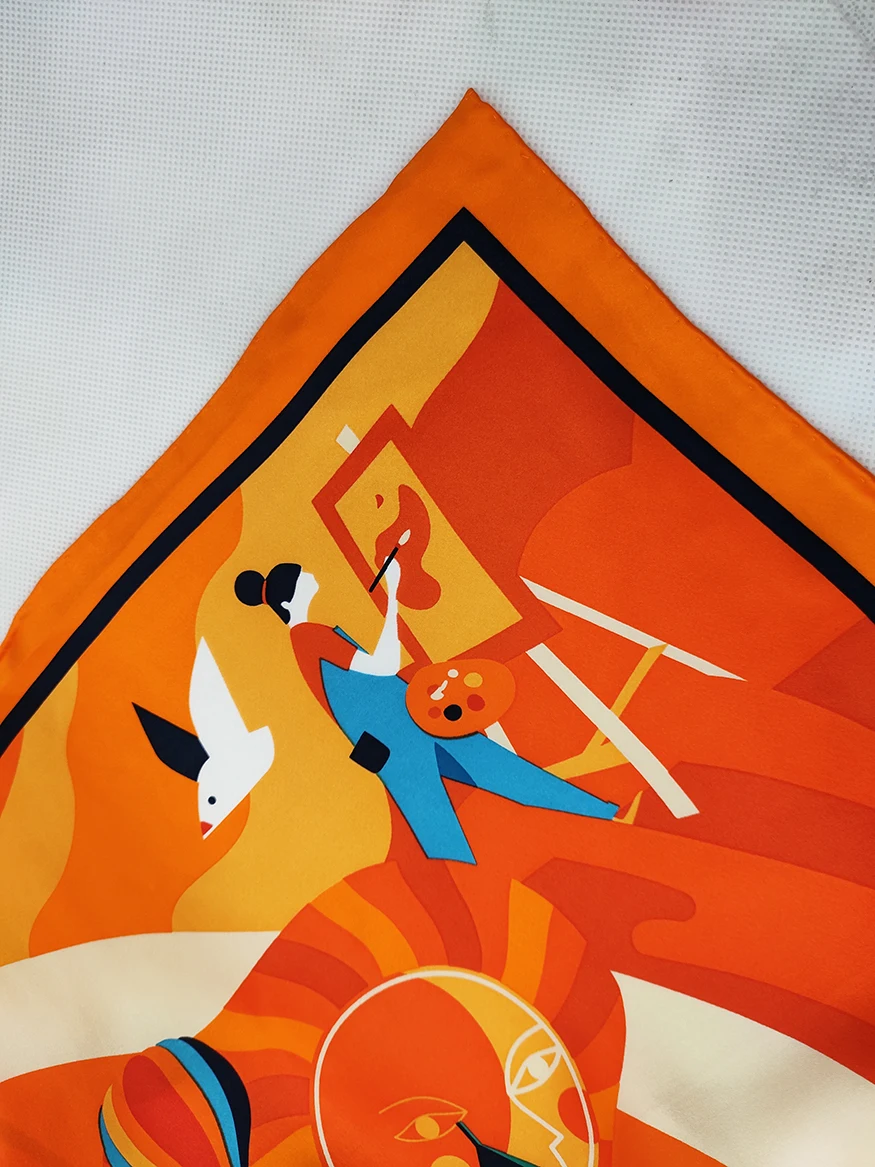 
Custom Digital Printing 100% Silk Scarf 90*90cm Silk Square Scarf 