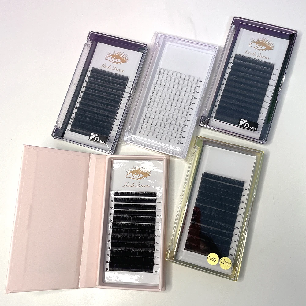 Korea Fiber 0.07 0.1 3D Russian Volume Lashes 2D 3D 4D 5D 6D 7D 8D 9D premade fans Lashes W Lash Individual Eyelash Extensions