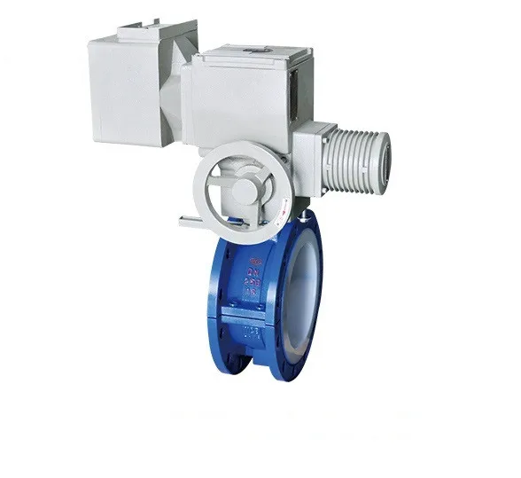 D341F46-16C  GB standard flange type PTFE Lined butterfly vale with manual gear for corrosive acid