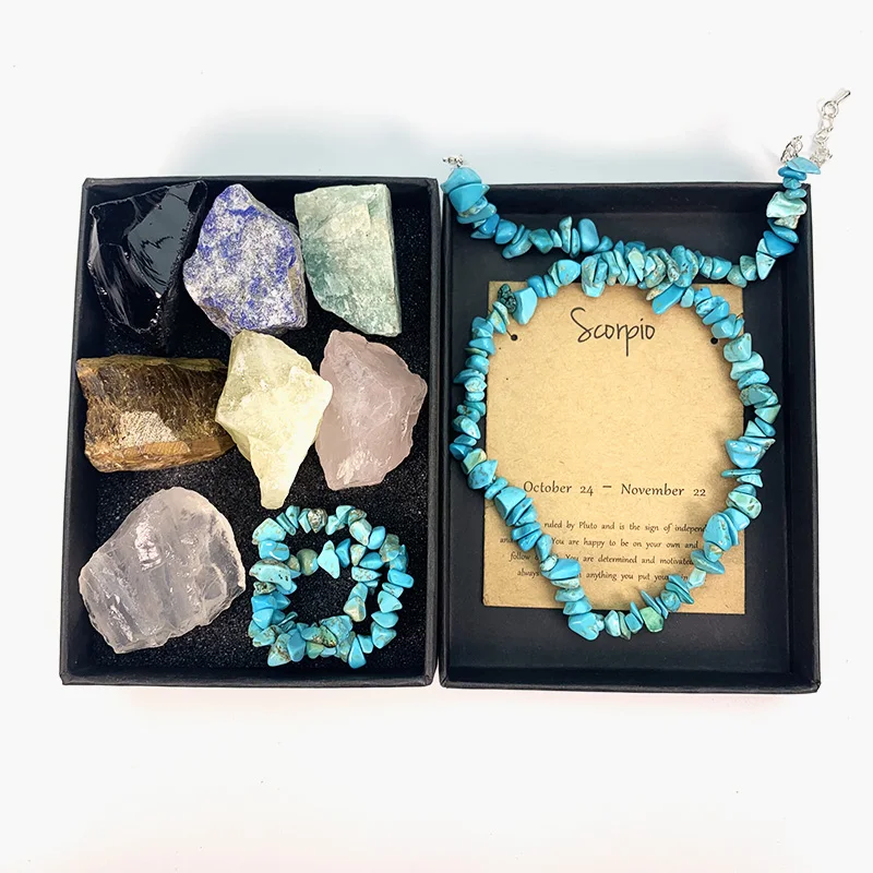 12 constellation crystal bracelets necklace zodiac signs healing crystals birthstones astrology healing raw stones gifts
