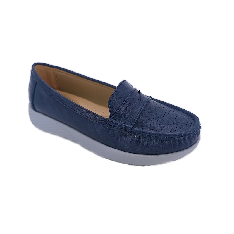 ca231-6 Comfort Mama Shoes Leather Casual Close Shoes  Simple Design Round Toe  Slip-on for womens flat shoes